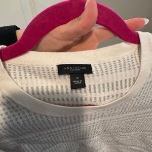 Ann Taylor Factory White and Silver Sweater